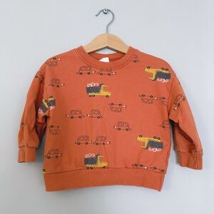 Orange Car Print Toddler Boy Sweatshirt 2T